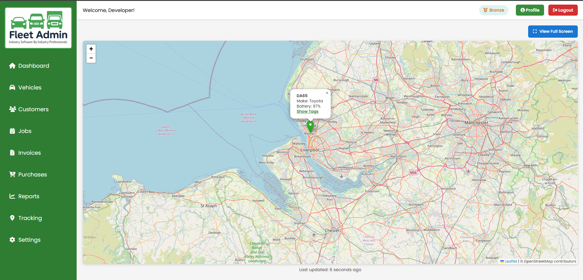 Fleet vehicle tracking map
